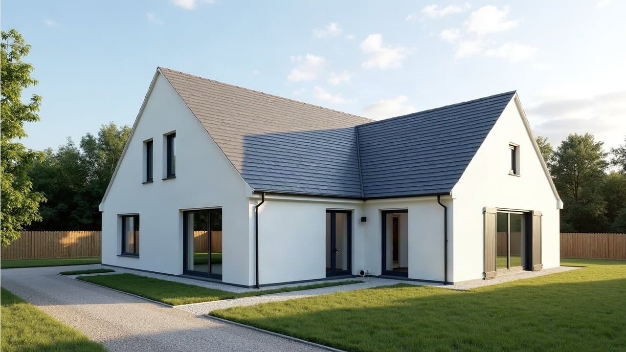 Pavillon récent à Feytiat avec toiture neuve posée, vue d'ensemble sous un ciel dégagé