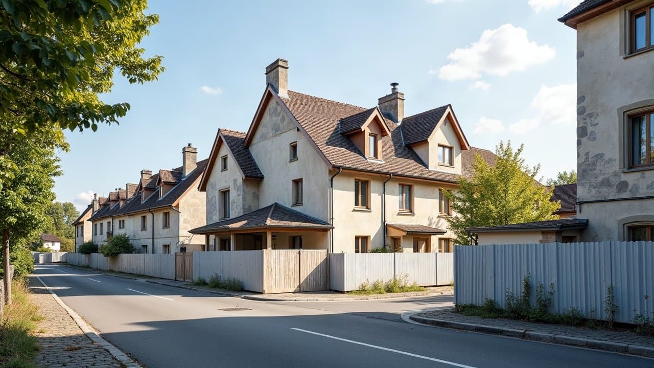 Quartier pavillonnaire de Limoges avec toitures récemment rénovées sous un ciel clair