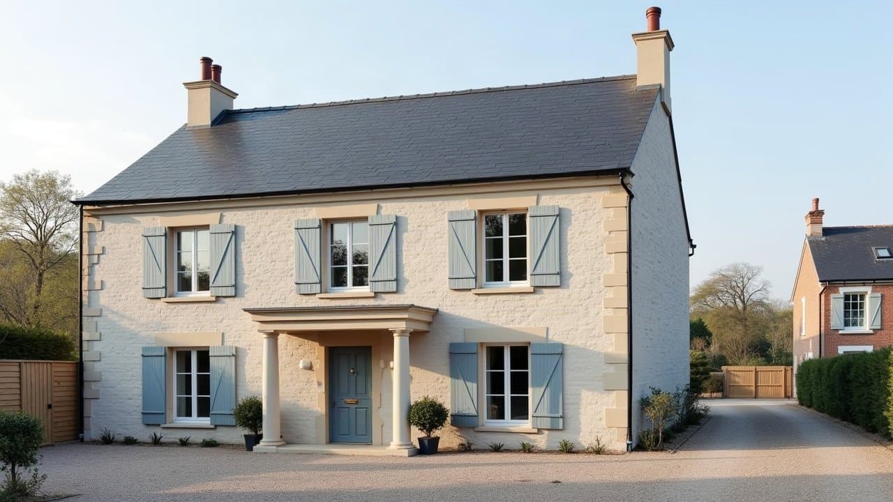 Maison en pierre du Limousin à Limoges avec toiture neuve en ardoise sous un ciel dégagé